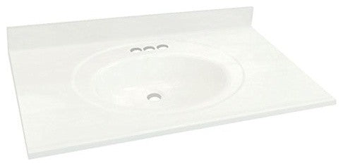 Cultured Marble Bathroom Vanity Top, White, 31"x31"x22"