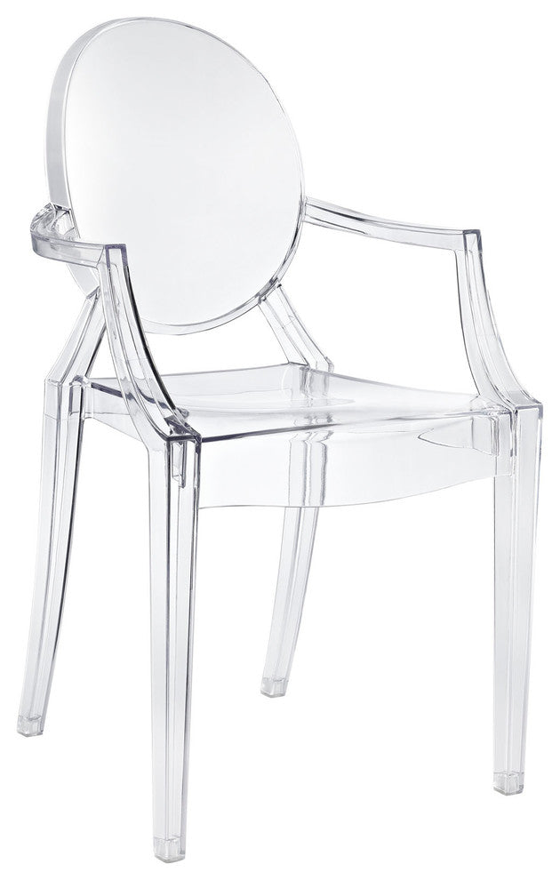 Modern Contemporary Kitchen Dining Armchair Clear, Outdoor or Indoor