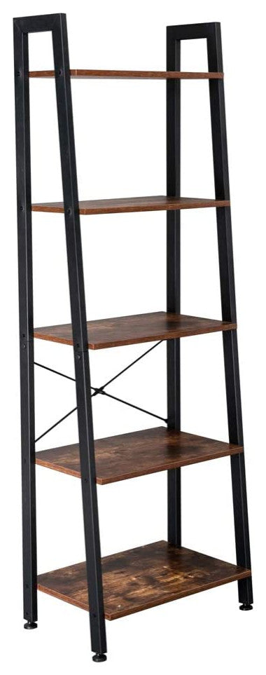 Industrial 5-Tier Bookshelf, Free Standing Plant Storage Shelf