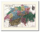 Switzerland Vintage Old Map Print On Canvas With Picture Frame 28" X 37"
