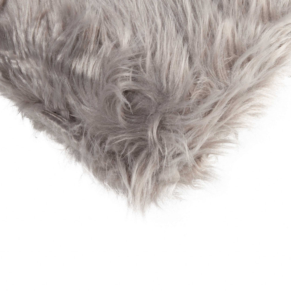 HomeRoots 12" x 20" x 5" Gray, Faux Pillow 2-Pack