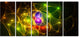 Glowing Fractal Underwater World, Abstract Wall Art Canvas, 60"x28", 5 Panels