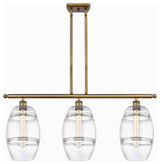 Ballston-Vaz 3-Light 36" Stem Island Light, 8"D Brushed Brass, Clear