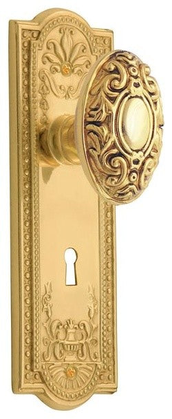 Nostalgic Passage-Meadows Plate-Victorian Knob-Unlacquered Brass, NW-716996