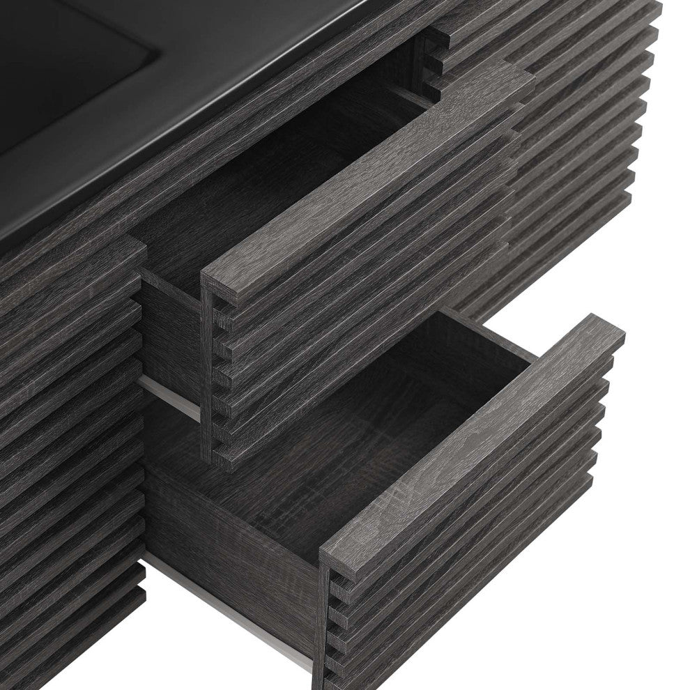Render 48" Wall-Mount Bathroom Vanity, Charcoal Black