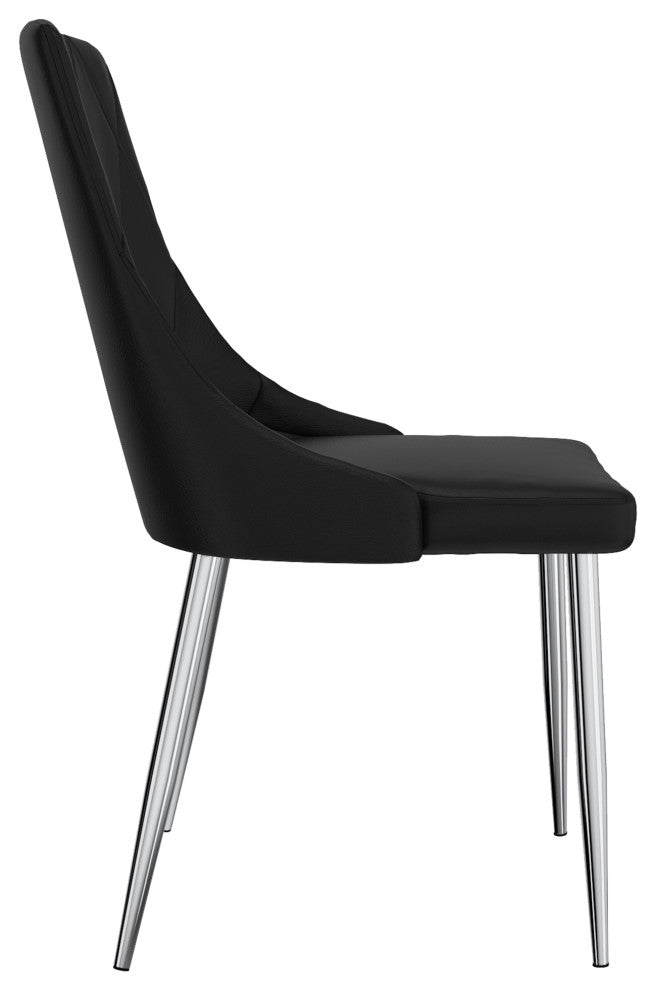 Faux Leather Dining Chair, Set of 2, Black