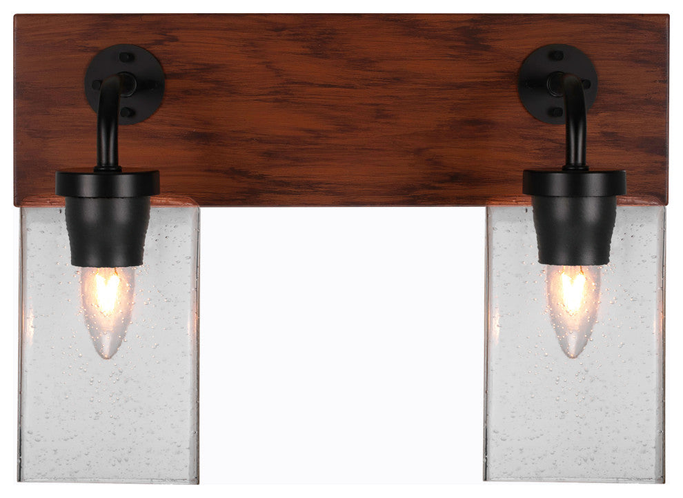 Oxbridge, Bath Bar, Matte Black & Painted Distressed Metal, 4" Clear Bubble