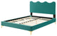 Platform Bed Frame, King Size, Teal Blue, Velvet, Modern, Bedroom Guest Suite