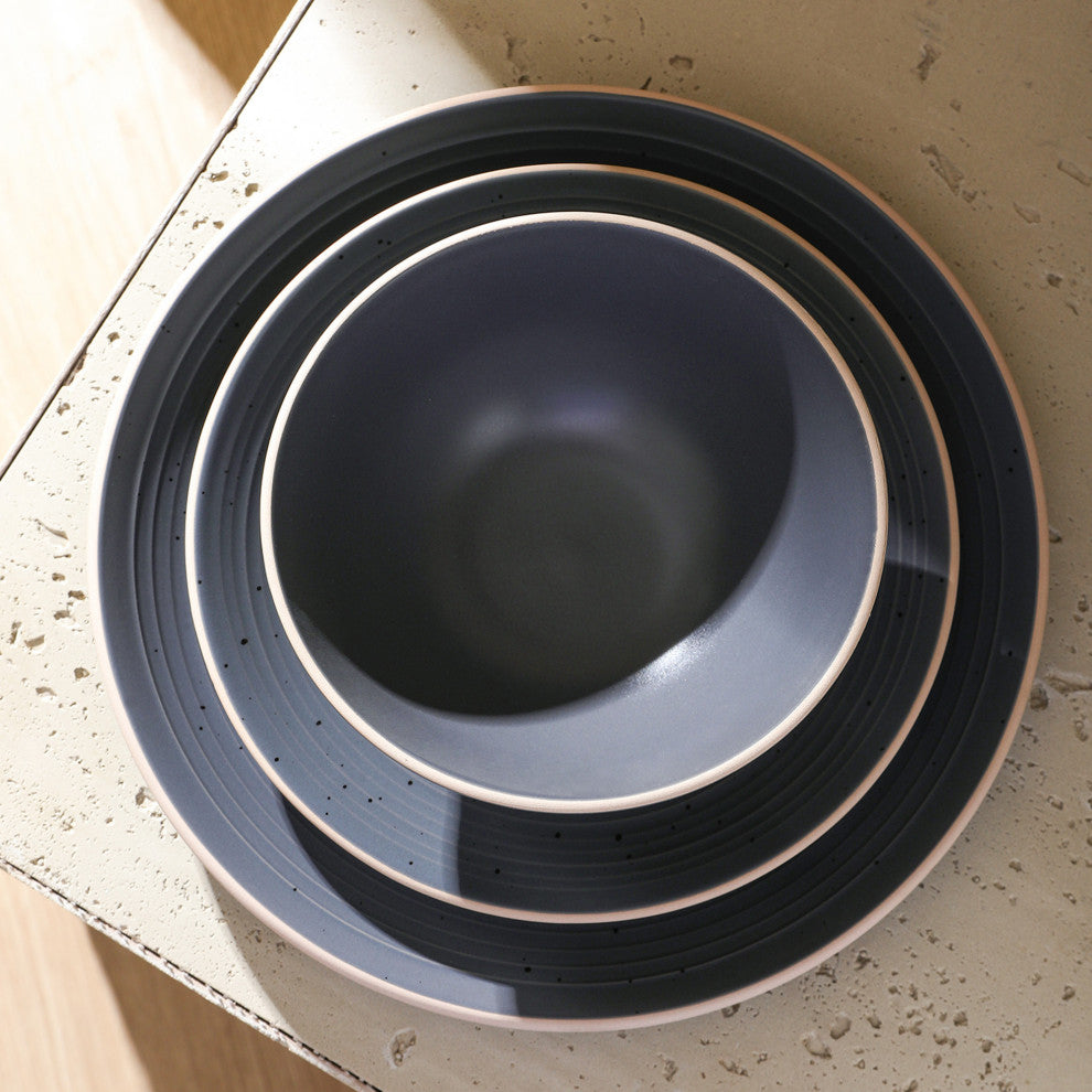 Stone Lain Lauren Stoneware 32 Piece Dinnerware Set, Charcoal