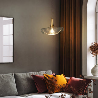 LNC Vitzthum 11" Wave Shaped Glass Pendant Light, Brass, Modern Style