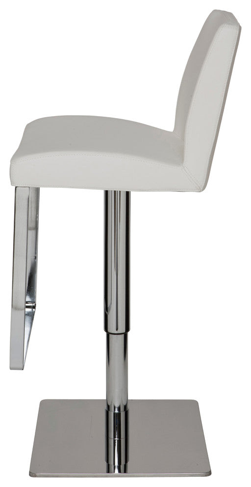Matteo Adjustable Bar Stool, Modern Contemporary Barstool, White Leather