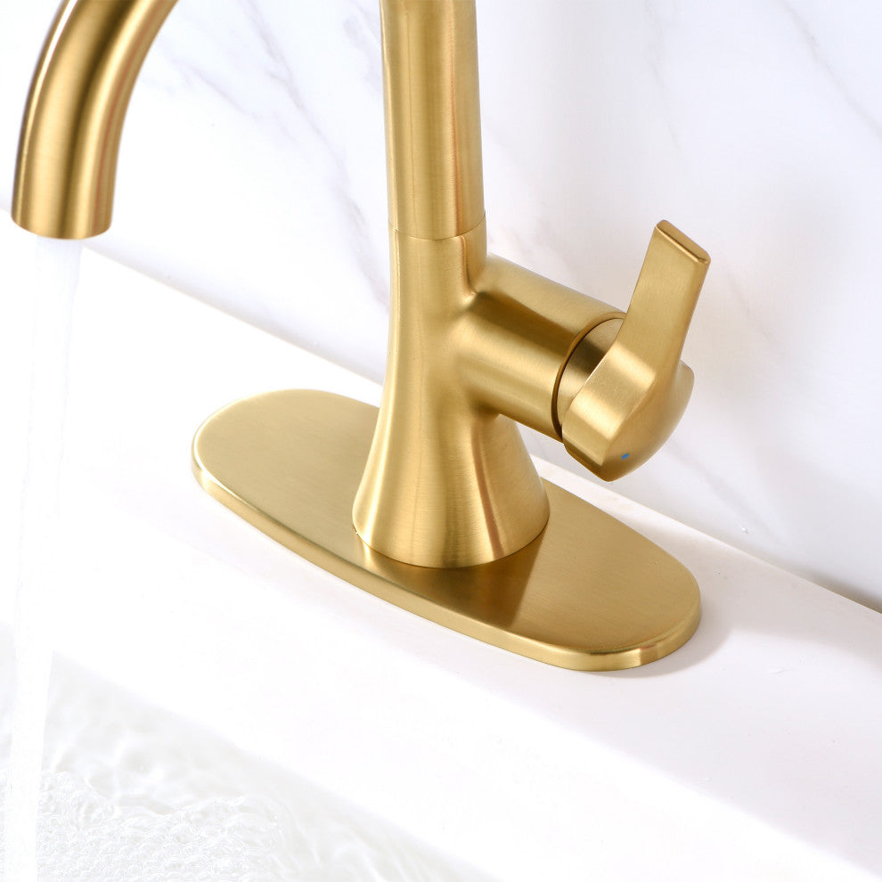 Luxier Rounded Kitchen Faucet Single-Hole Deck Plate, 6.25", Brushed Gold