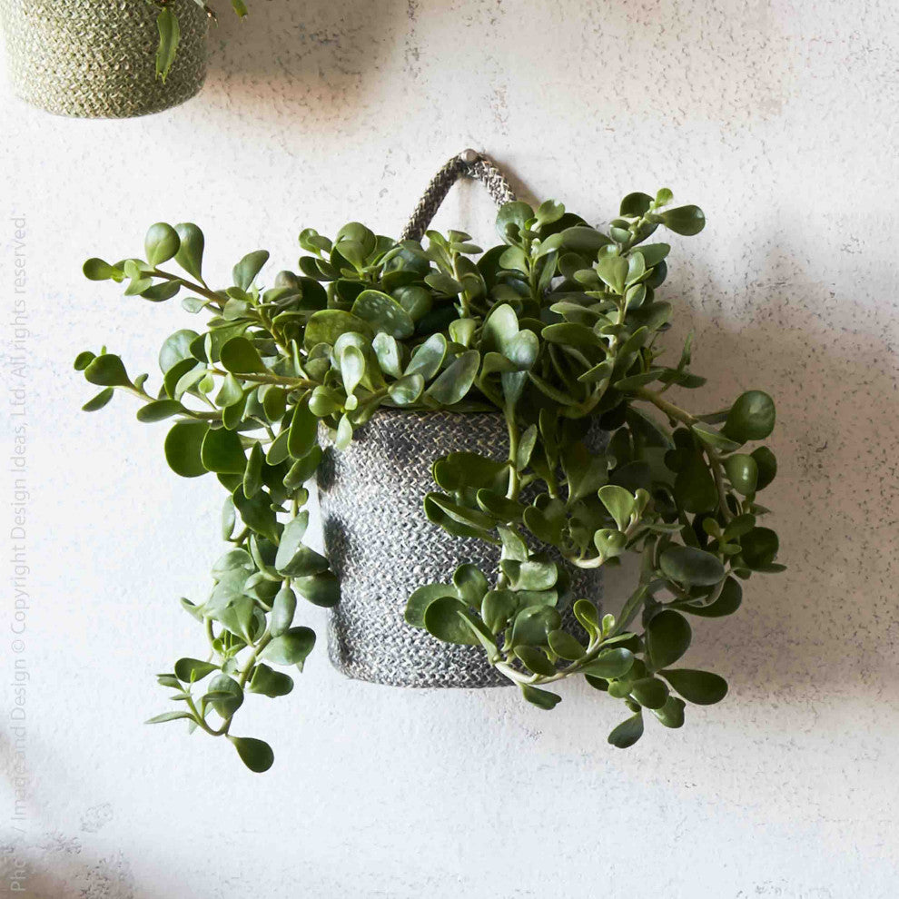 Melia Woven Jute Hanging Basket with Handle 6.3 x 7 x 6.5in., Slate