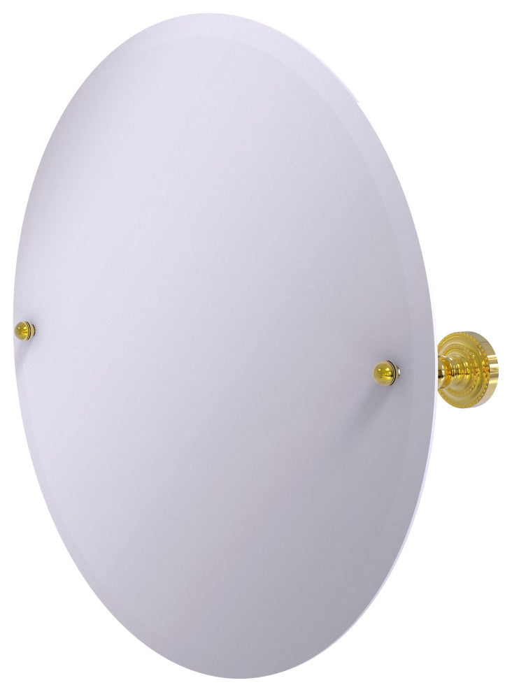 Frameless Round Tilt Mirror with Beveled Edge, Polished Brass