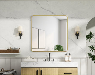 Home Living Contour Metal Rectangle Mirror 36x36, Brass