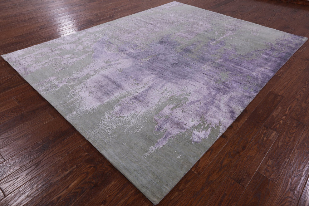 Wool and Silk Abstract Handmade Rug 7' 11" X 10' 3" Q8697