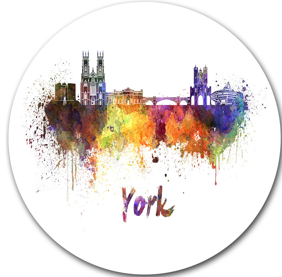 York Skyline, Cityscape Large Disc Metal Wall Art, 11"