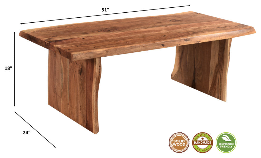Stafford 2-piece Live Edge Solid Wood Living Room Table Set