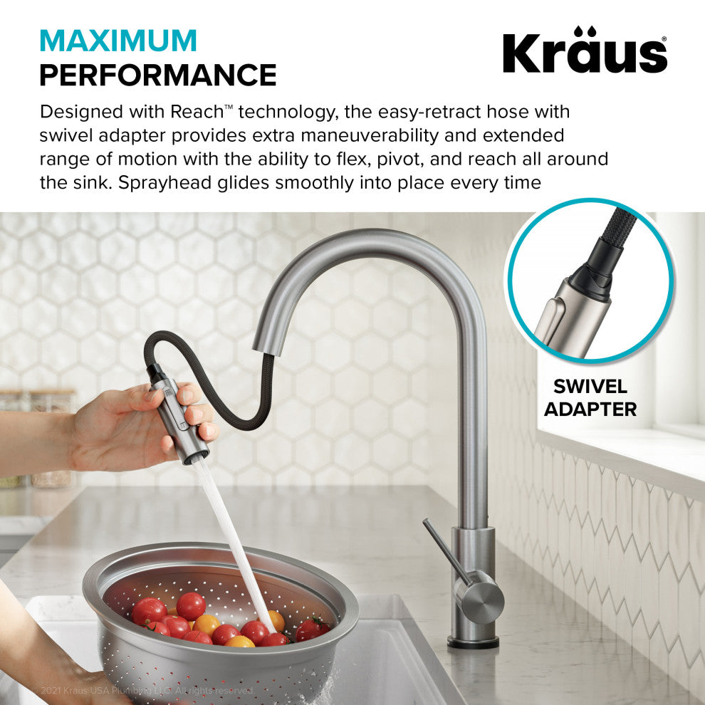 Oletto Pull-Down 1-Hole Kitchen Faucet, Chrome, Model Ktf-3104ch