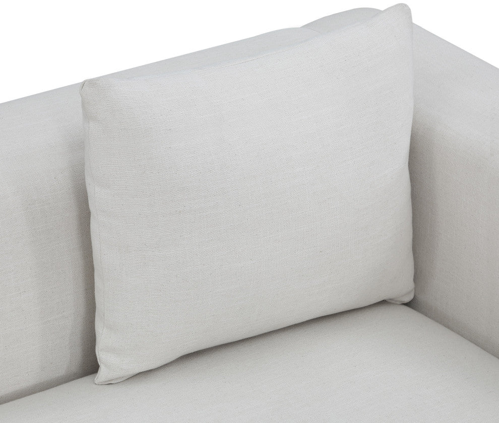 Alfie Linen Textured Fabric Upholstered Sofa, Cream