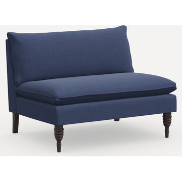 Red from Scalamandre by Cloth & Company Concord Settee, Slubby Linen Navy
