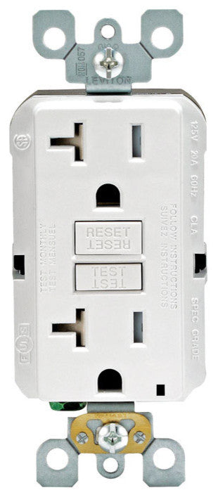 Leviton Self Test GFCI Receptacle, White, 20 Amp