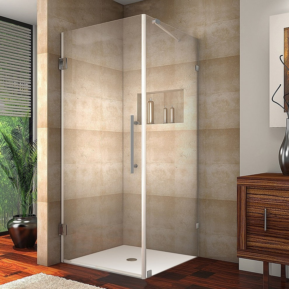 Aston Aquadica 30"x30"x72" Completely Frameless Square Shower Enclosure, Chrome