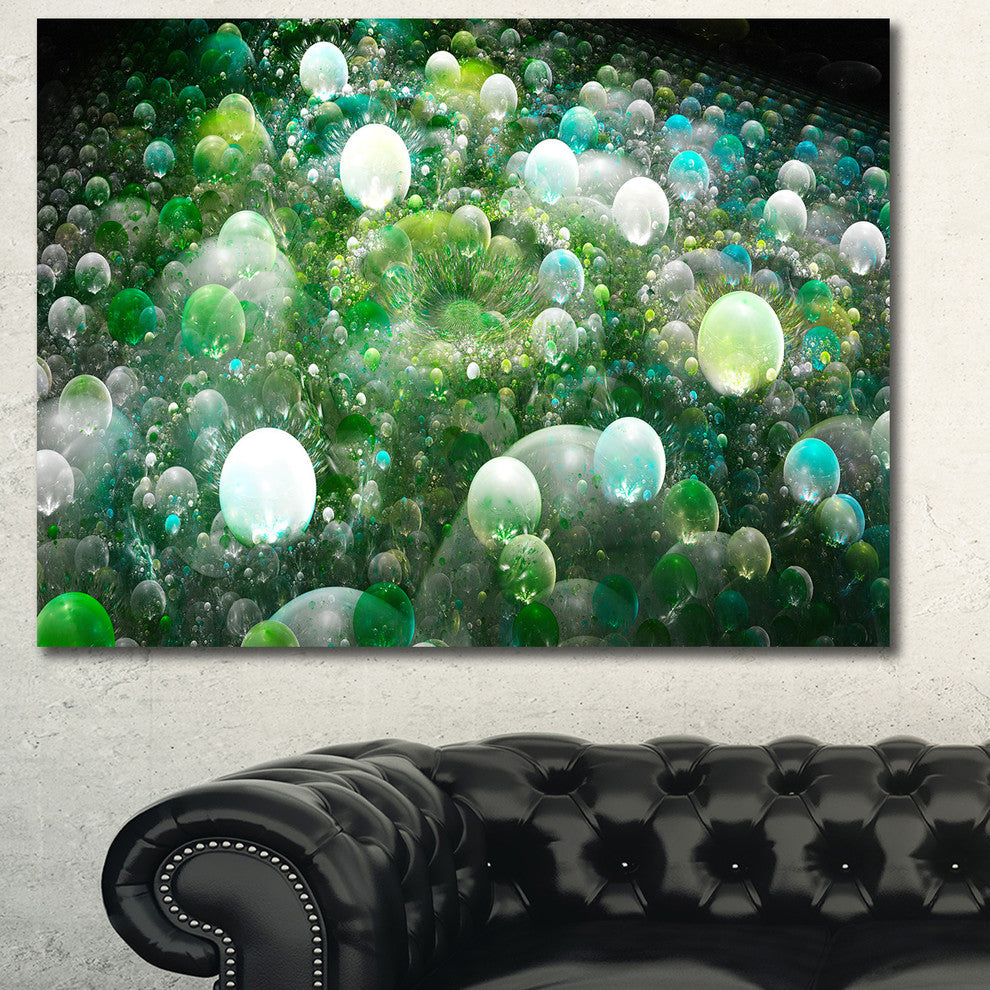 Green Fractal Molecule Pattern, Oversized Abstract Canvas Art Print, 60x40