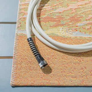 Safavieh Barbados Collection Indoor-Outdoor BAR560 Rug, Gold/Blue, 5'3" Square