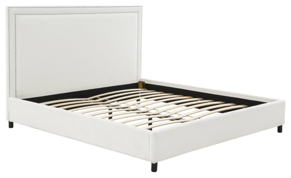 TOV Furniture Reed White Velvet Bed in Queen