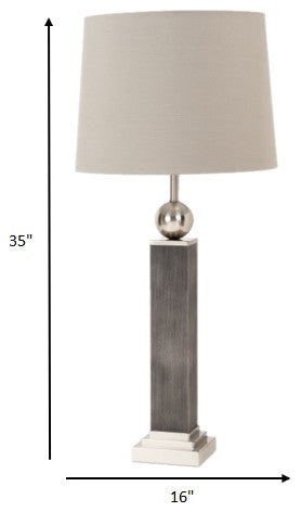Set of 2 Modern Distressed Gray and Silver Table Lamps