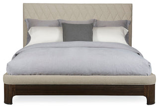 Modern Streamline Diamond Quilited Upholstered Bed, Queen