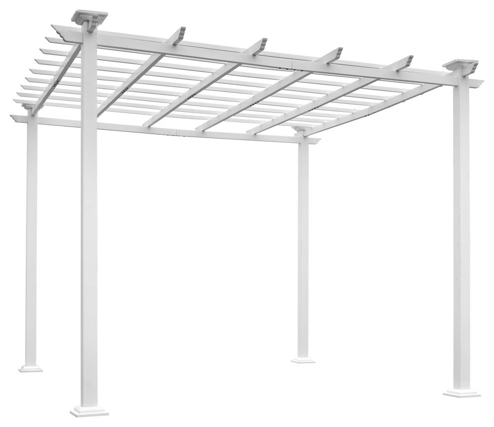 10'x10' Iron Frame Outdoor Patio White Pergola Gazebo