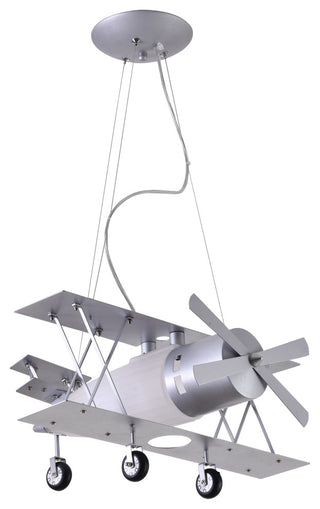 Airplane Light Fixture With Frosted White Glass, Silver