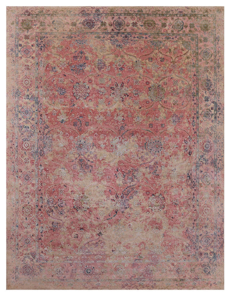 Hand-Knotted Persian Wool and Silk Rug 8' 0" X 10' 4" Q7082