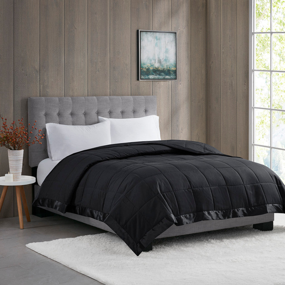 Madison Park Windom Lightweight Down Alternative Blanket With Satin Trim