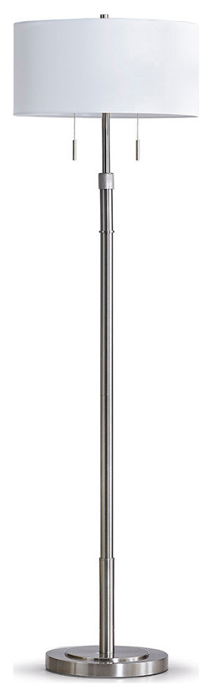 The Grande 55"~66"H Adjustable Floor Lamp_Brushed Nickel, Drum_white Shade