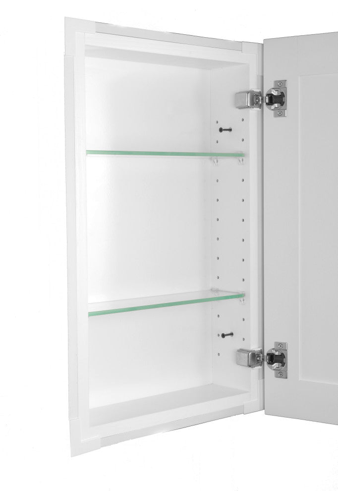 Fruitville Shaker Style Frameless Recessed Wood Bathroom Medicine Cabinet, 14x22, White Enamel