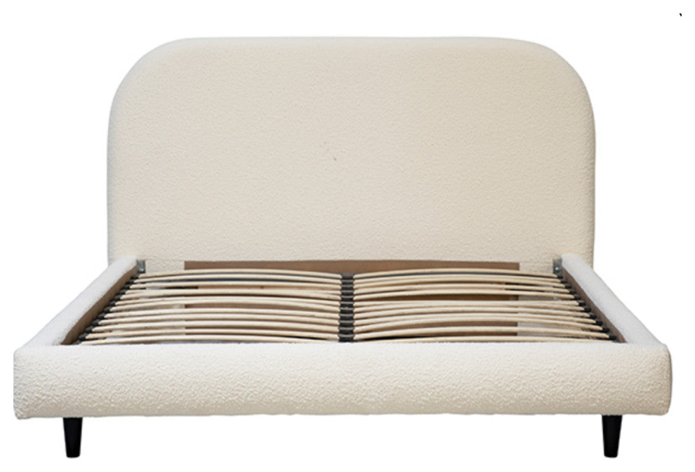 White Mod Boucle King Bed Frame