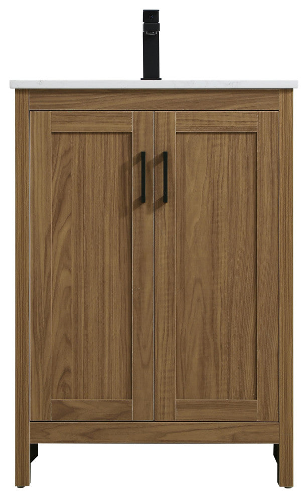 Home Living 24" Single Bathroom Vanity, Walnut Brown