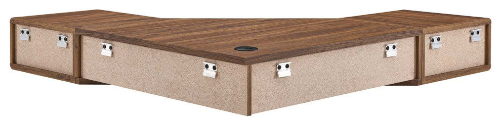 Transmit 47" Wall Mount Corner Walnut Office Desk, Walnut White