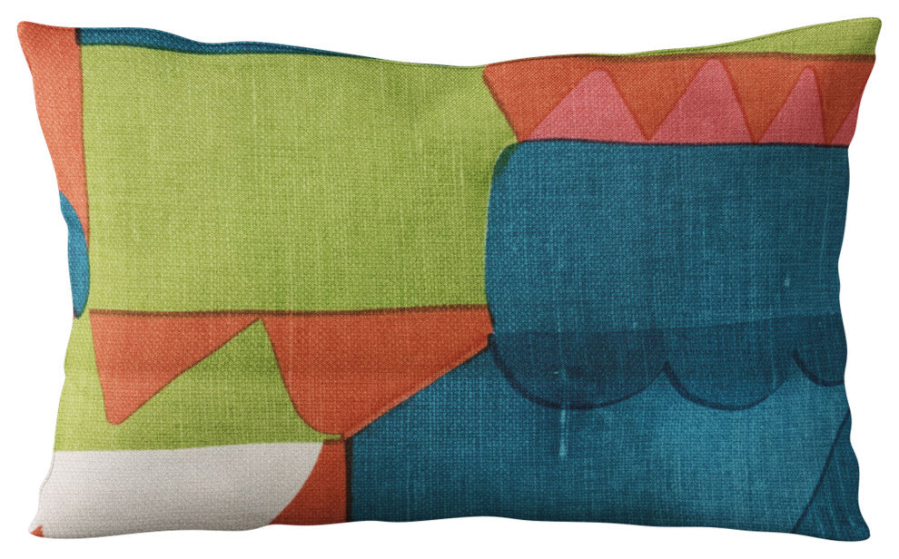 Plutus Blue Dino Graphic Print Luxury Throw Pillow, 20"x36"