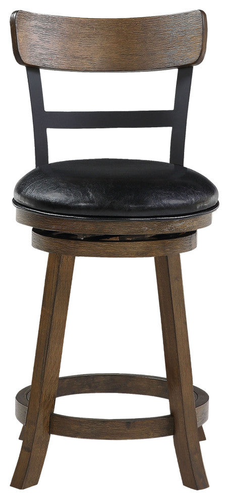 Riverside Walnut High Back Wood and Metal Bar Stool, 36.5 in.