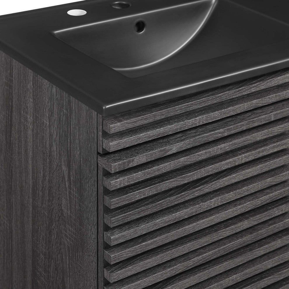 Render 48" Wall-Mount Bathroom Vanity, Charcoal Black