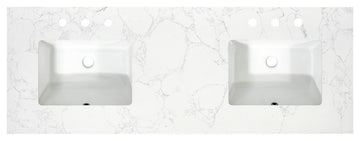 Engineered Stone Vanity Top in Grain White, 61", Double Sink