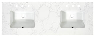 Engineered Stone Vanity Top in Grain White, 61", Double Sink