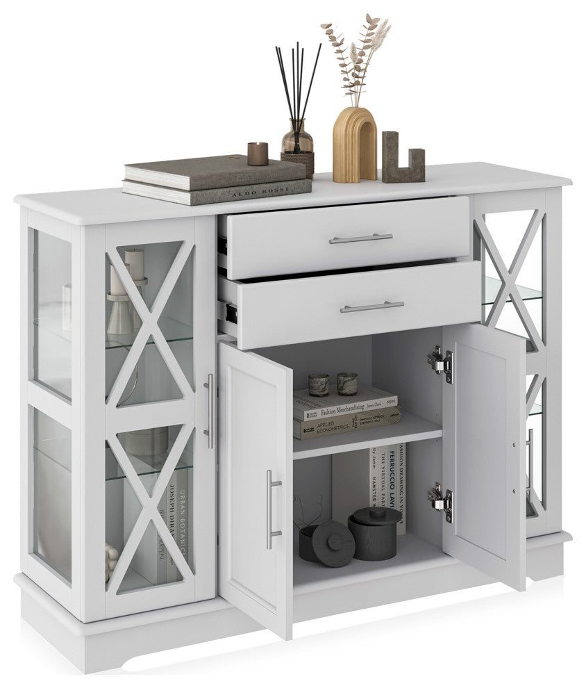 Ryland 47" Wood Storage Sideboard Buffet Cabinet Console Table, White