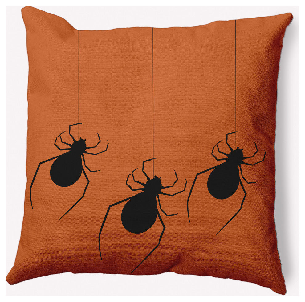 20" x 20" Hanging Spiders Indoor/Outdoor Polyester Throw Pillow, Dusty Orange