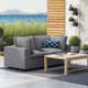 Modular Lounge Loveseat Deep Sofa, Sunbrella, Gray, Modern, Outdoor Patio