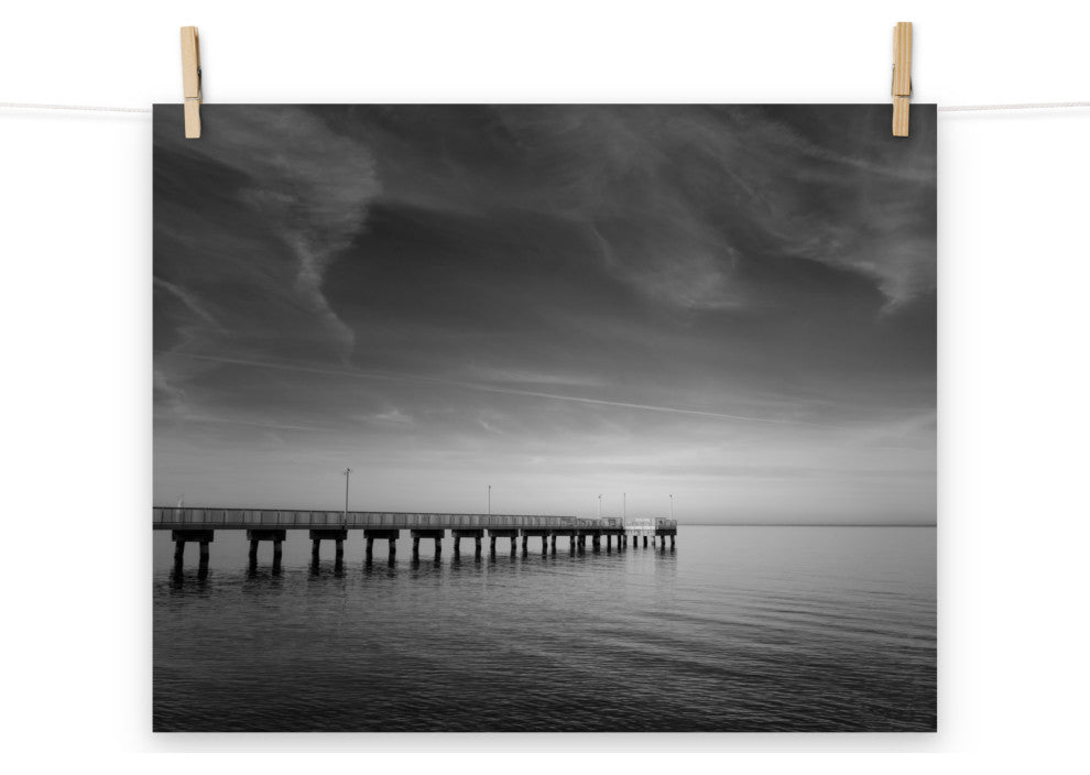 End of the Pier Landscape Photo, Beach Unframed Wall Art Print, 16" X 20"